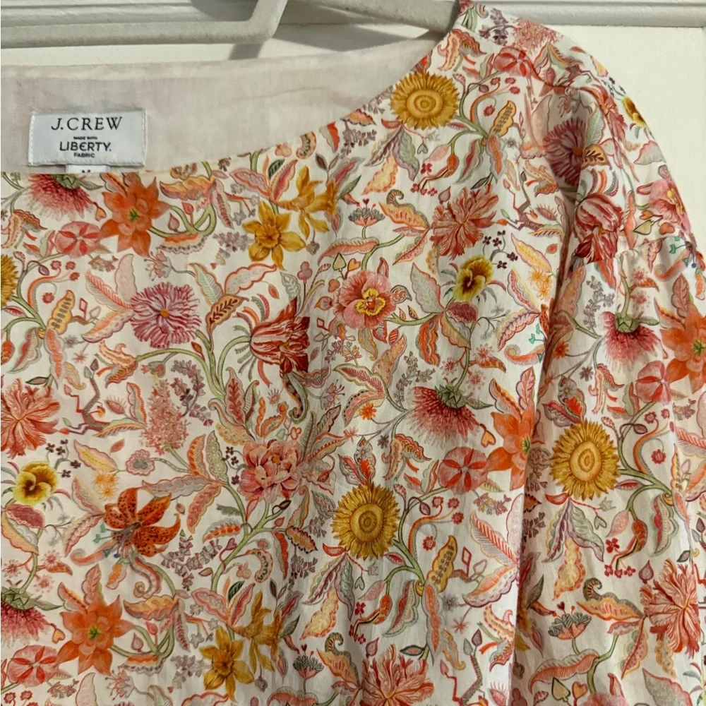 J.Crew Liberty Fabric Floral Crop Top Bell Sleeves Size Medium